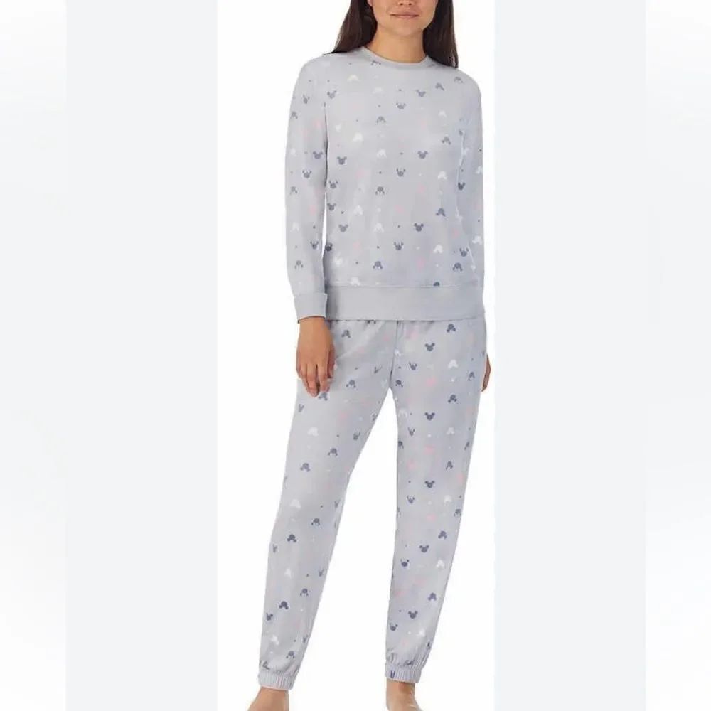 Disney 2 Piece Silky Stretch Fleece Pajama Set Mickey Minnie Women’s Small